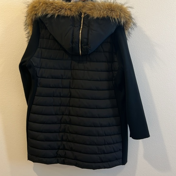 CALVIN KLEIN PERFORMANCE | Black Sweater Sleeve Faux-Fur Walker Coat size 3X - Picture 6 of 9